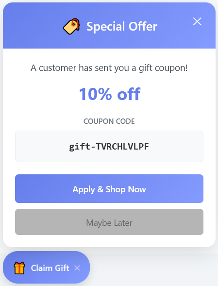 Gift widget special offer