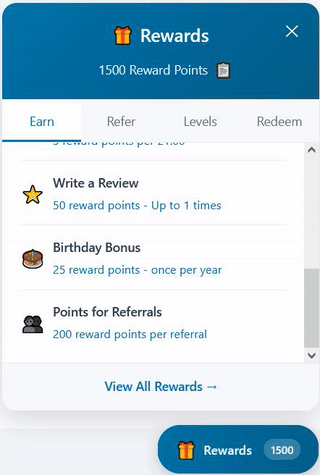 Floating rewards widget